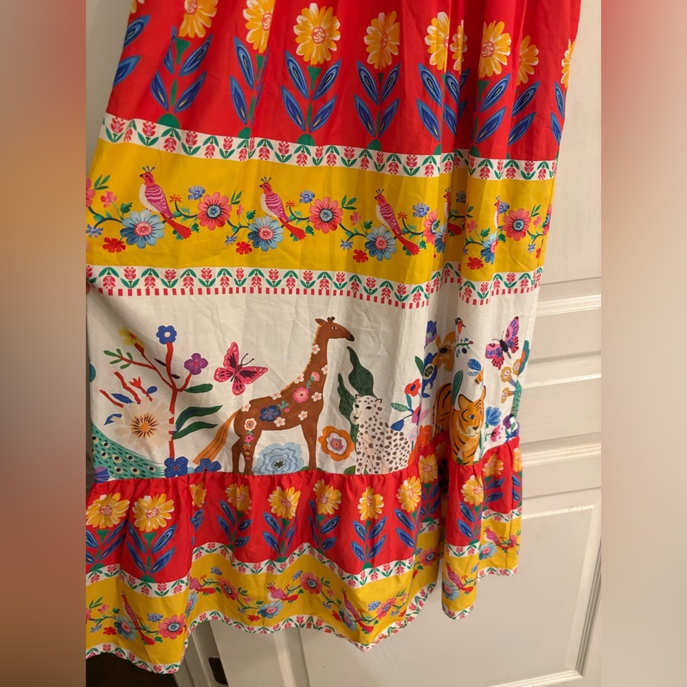 THML Tropical Animal Print Smocked Midi Dress Small Anthropologie NWT - Picture 10 of 16